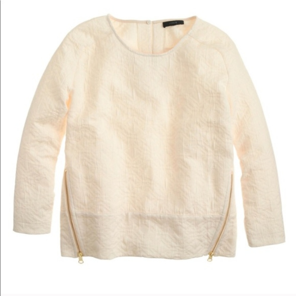 J. Crew Matelasse Top Ivory with golden zippers